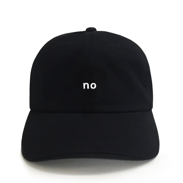 No Black 6-Panel Dad Hat – cotton adjustable dad hat, embroidered “no”, funny gift for protective dads, everyday comfort
