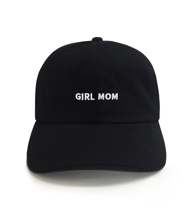 Girl Mom Hat – Black embroidered girl mom hat with white text. A funny 6-panel mom hat and cool mom gift from Dad Brand.